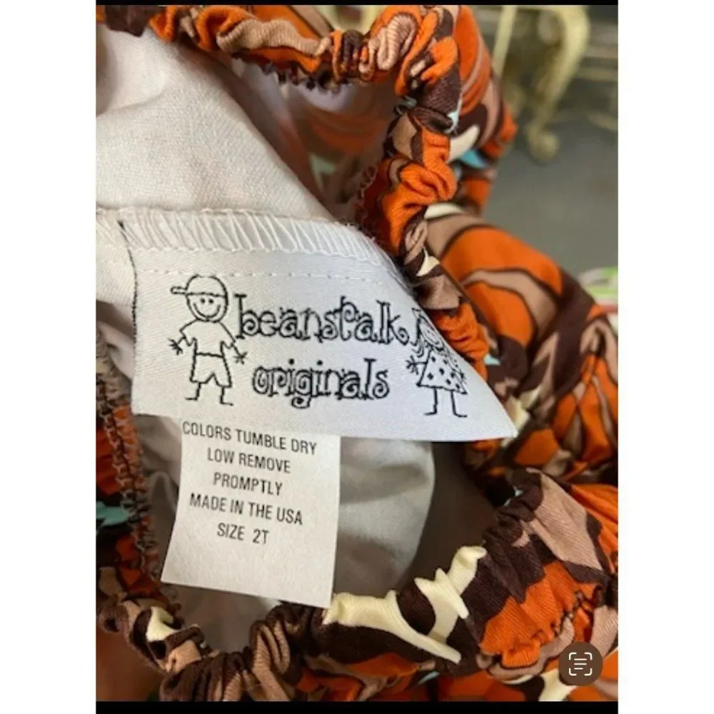 Beanstalk Originals Girl's Size 2T Hippie Psychedelic Brown Orange Circles Dress